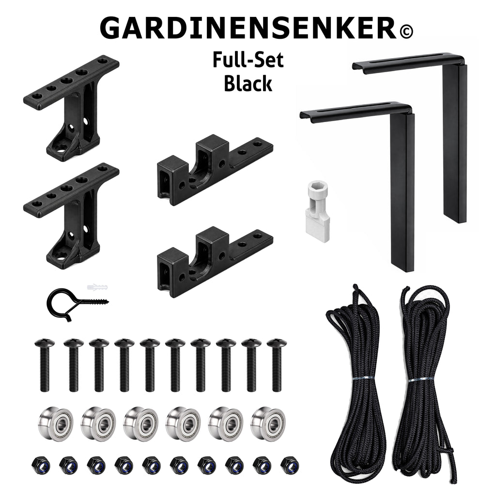Gardinensenker© Kit Complet Noir, Tendeur de câble pour lever et abaisser les tringles à rideaux