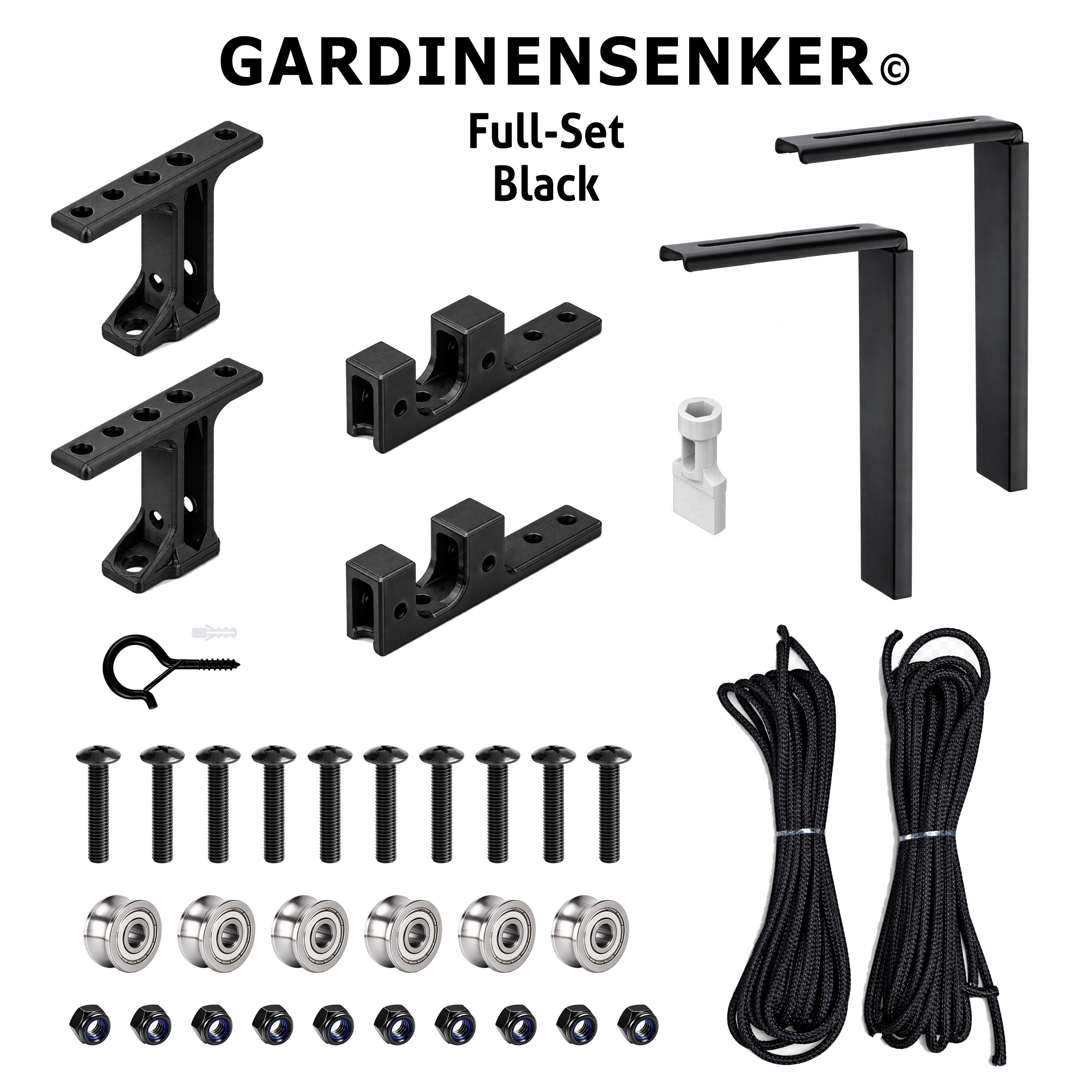 Gardinensenker© Volles-Set Schwarz mit Wandhalterung 3% Shop-Eröffnungs-Rabatt