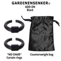 Gardinensenker© Add-On Noir / 2x anneaux de rideaux et 1x sac de contrepoids