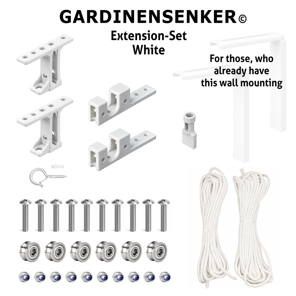 Gardinensenker© Kit complémentaire Blanc, Cordon pour lever et abaisser les tringles à rideaux (Copie)
