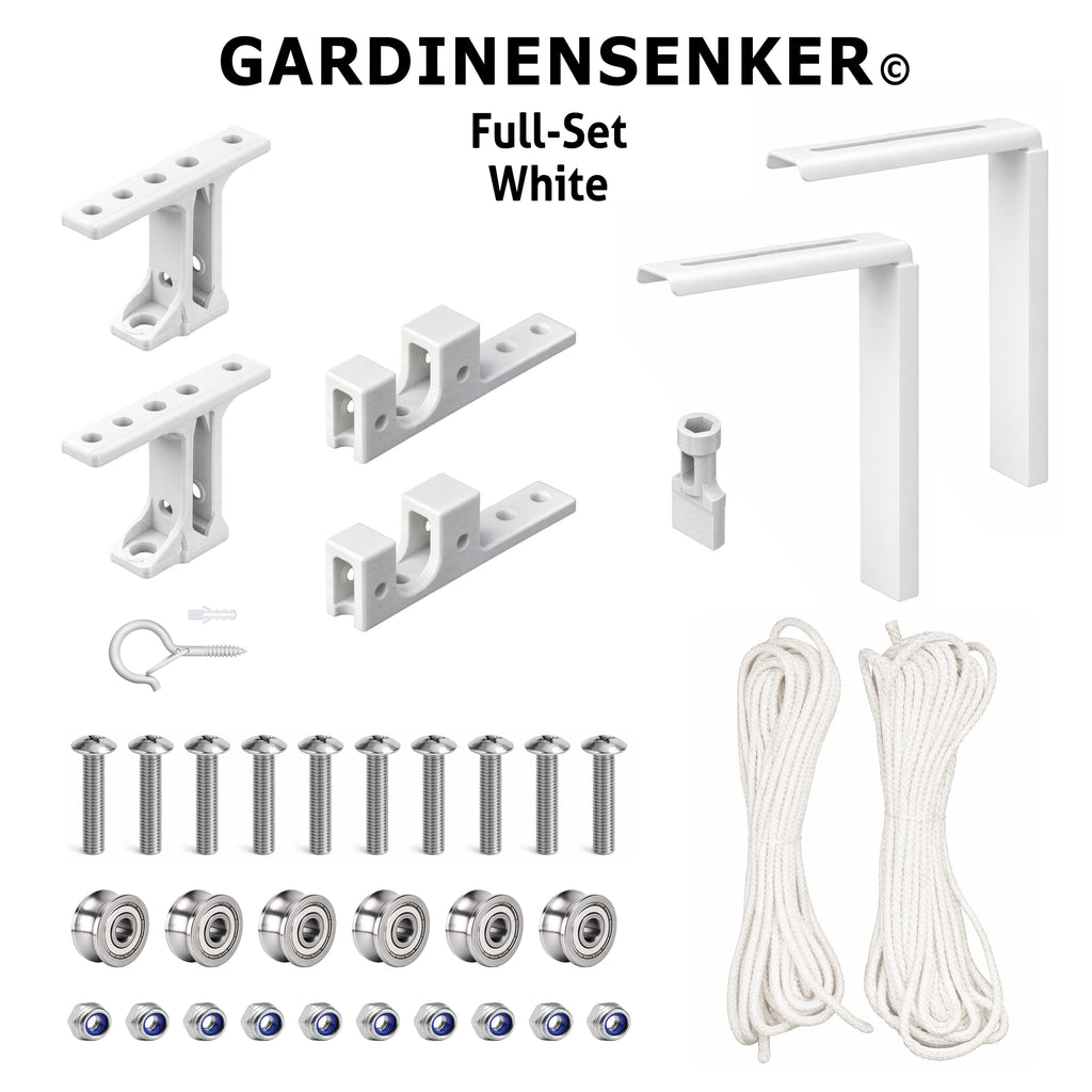 Gardinensenker© Kit Complet Blanc, Système de levage pour tringles à rideaux (Copie)