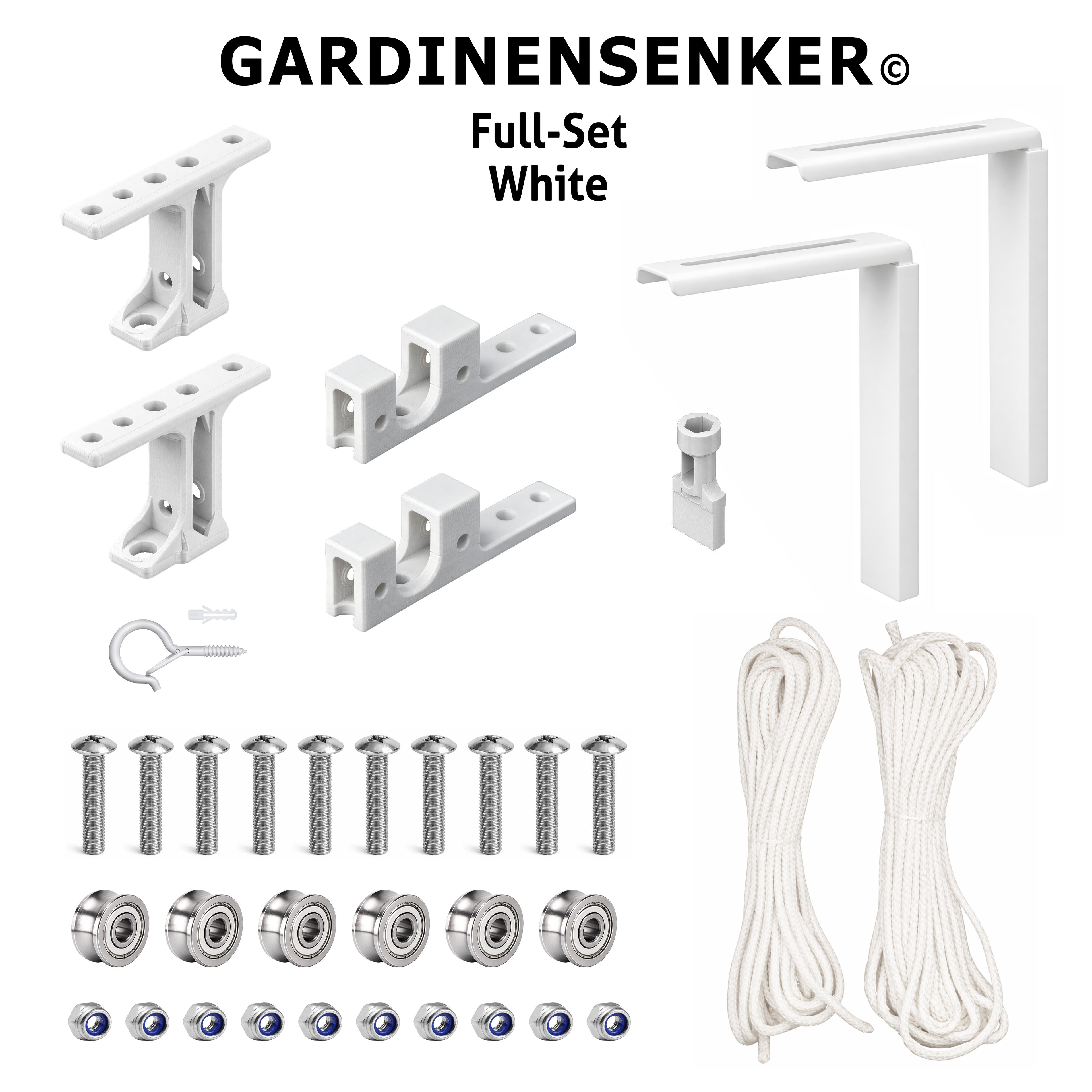 Gardinensenker© Volles-Set Weiß mit Wandhalterung 3% Shop-Eröffnungs-Rabatt